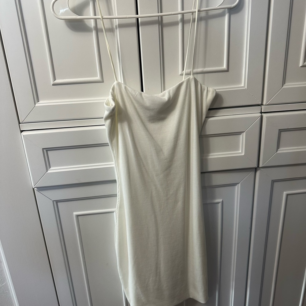 Robbed White Fitted Dress